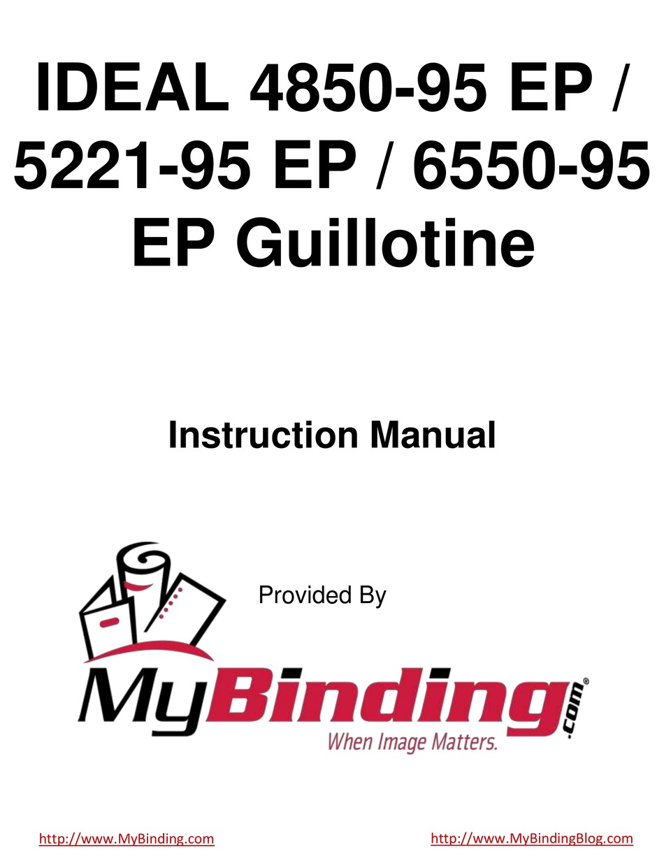 MYBINDING IDEAL 485095 EP INSTRUCTION MANUAL Pdf Download ManualsLib