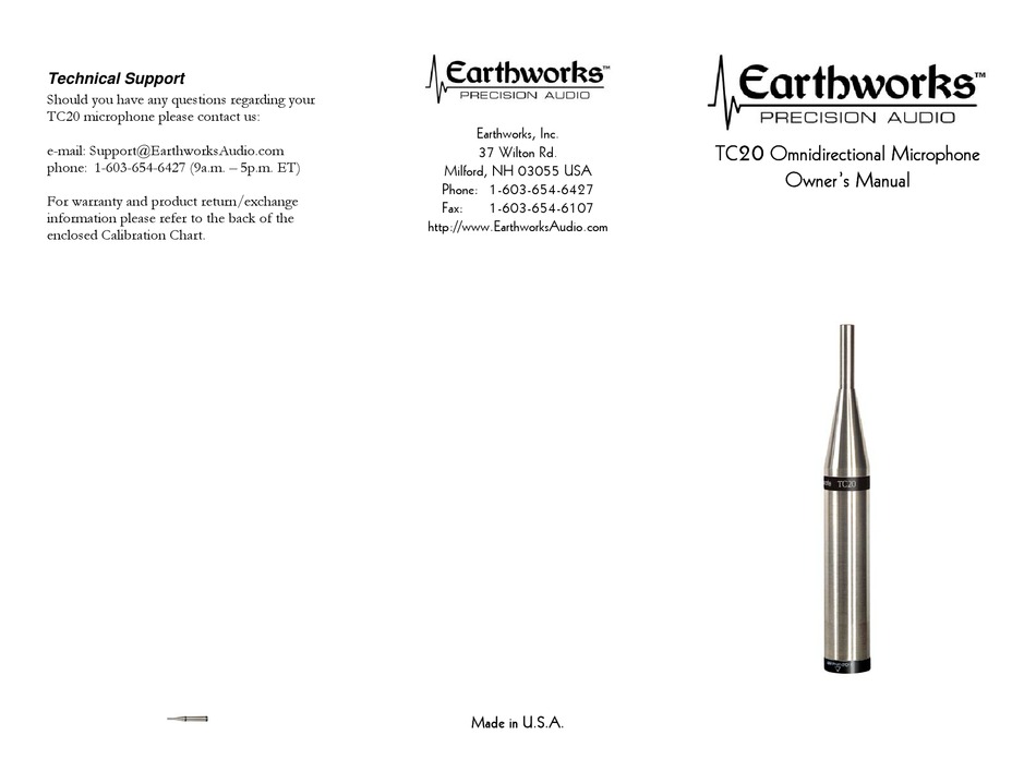 EARTHWORKS TC20 OWNER
