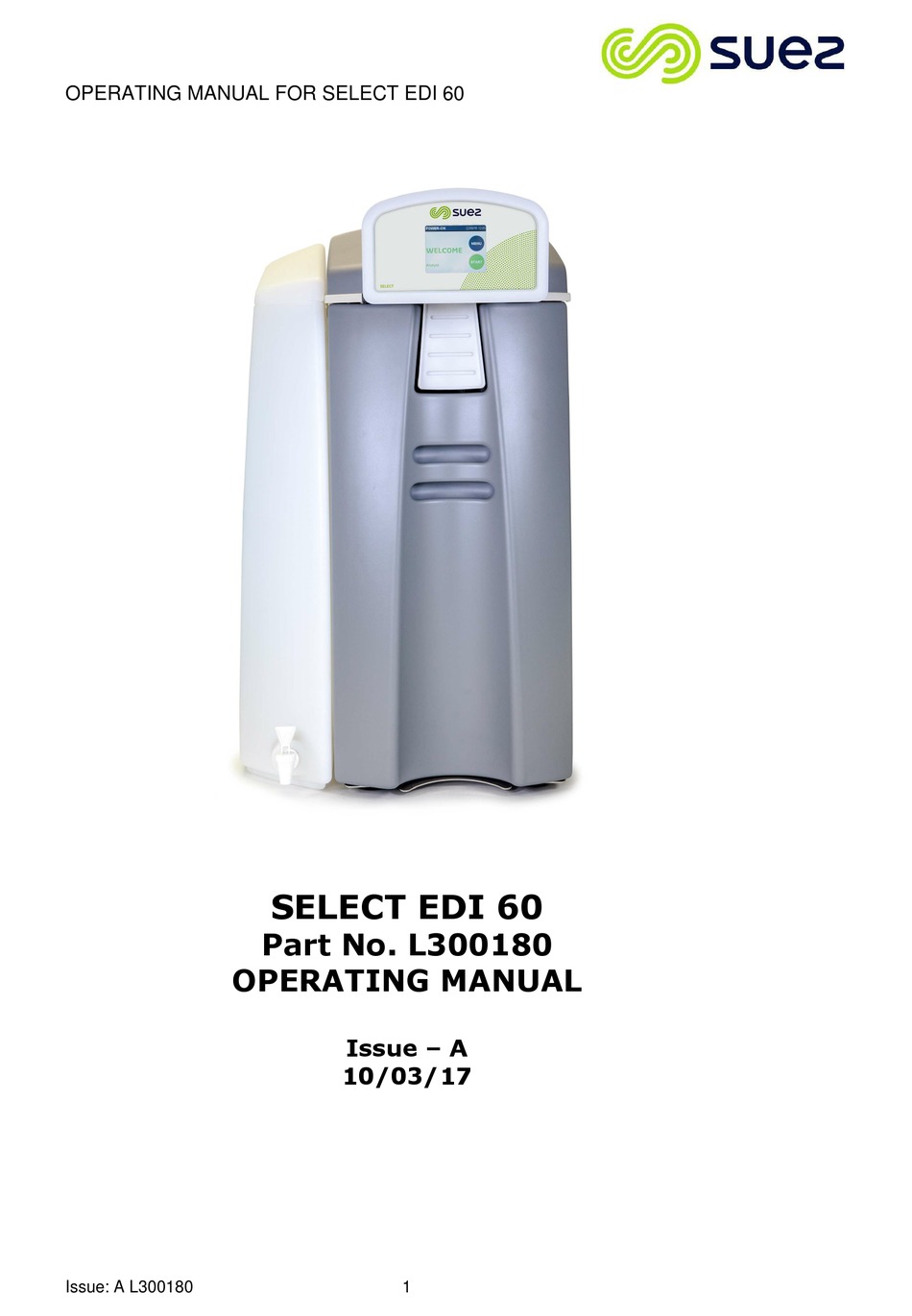 SUEZ SELECT EDI 60 OPERATING MANUAL Pdf Download ManualsLib