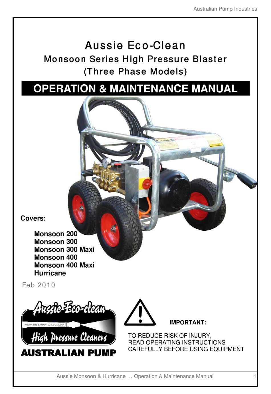 Care And Maintenance - AUSSIE ECO-CLEAN Monsoon 200 Maintenance Manual  [Page 5]