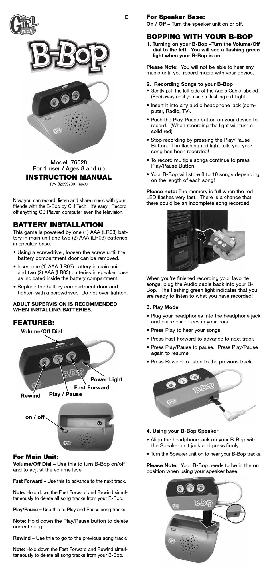 GIRL TECH B-BOP 76028 INSTRUCTION MANUAL Pdf Download | ManualsLib