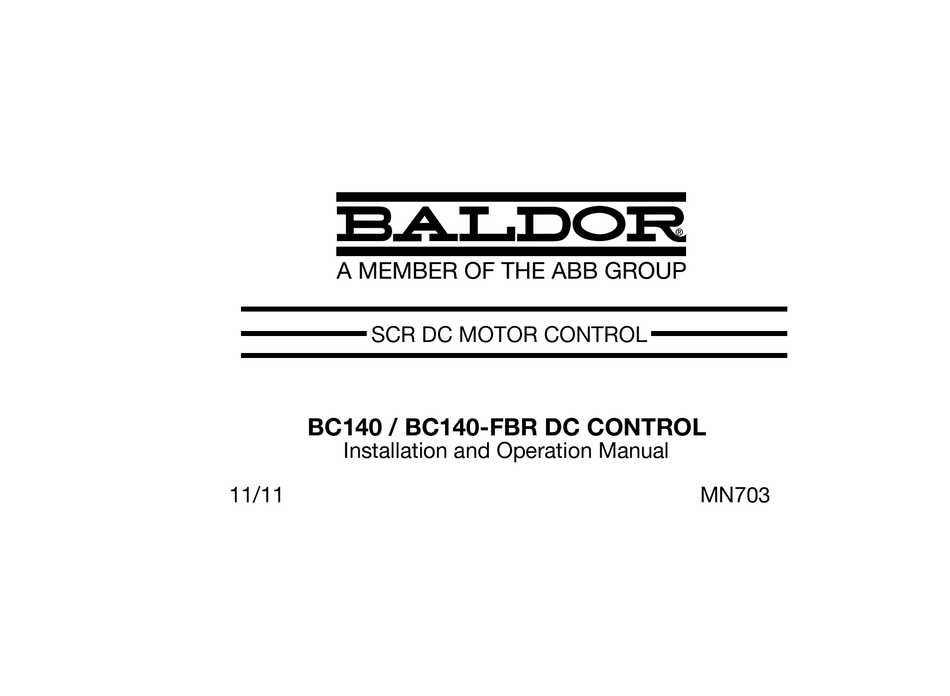 BALDOR BC140 INSTALLATION AND OPERATION MANUAL Pdf Download ManualsLib