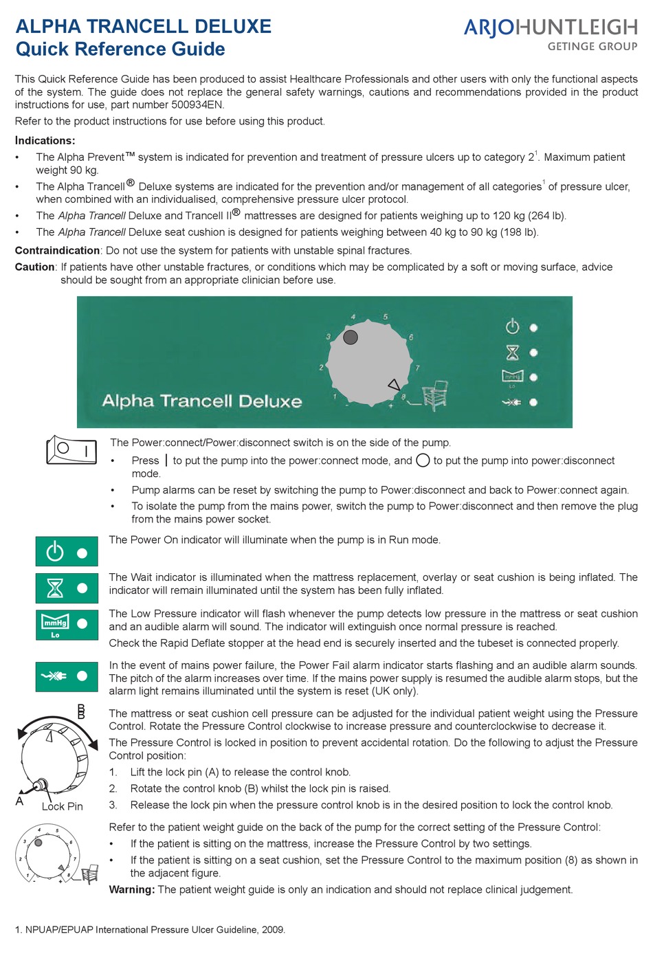 ARJOHUNTLEIGH ALPHA TRANCELL DELUXE QUICK REFERENCE MANUAL Pdf Download
