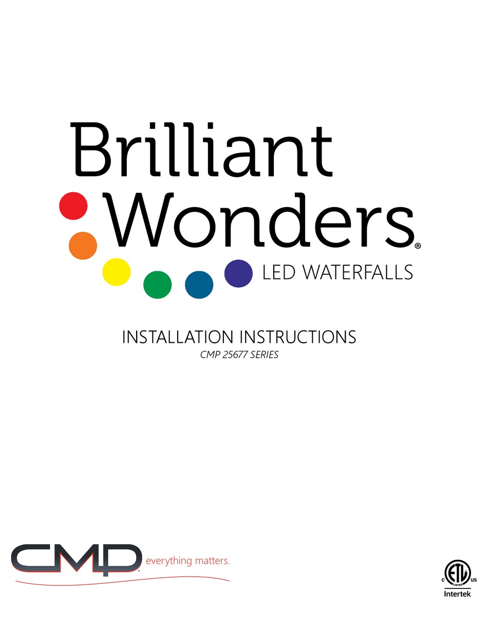 CMP BRILLIANT WONDERS 25677 SERIES INSTALLATION