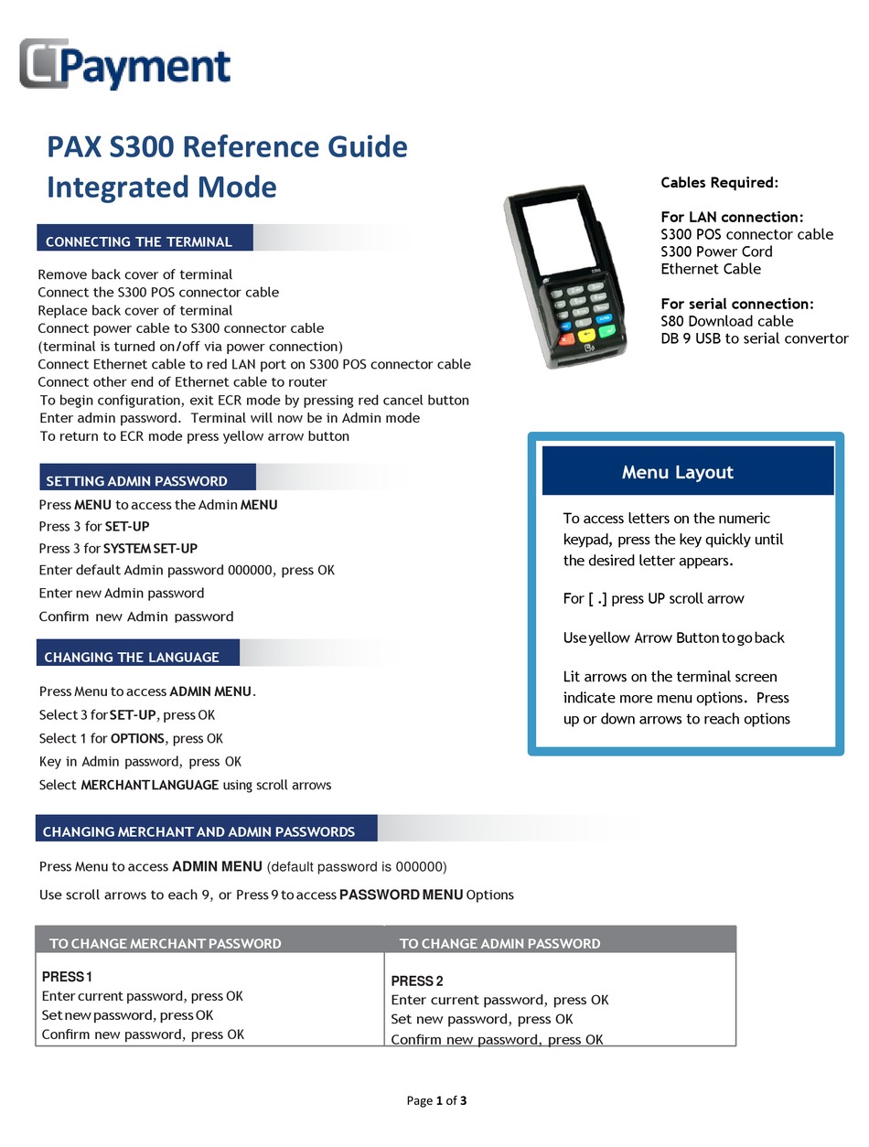 PAYMENT PAX S300 REFERENCE MANUAL Pdf Download | ManualsLib