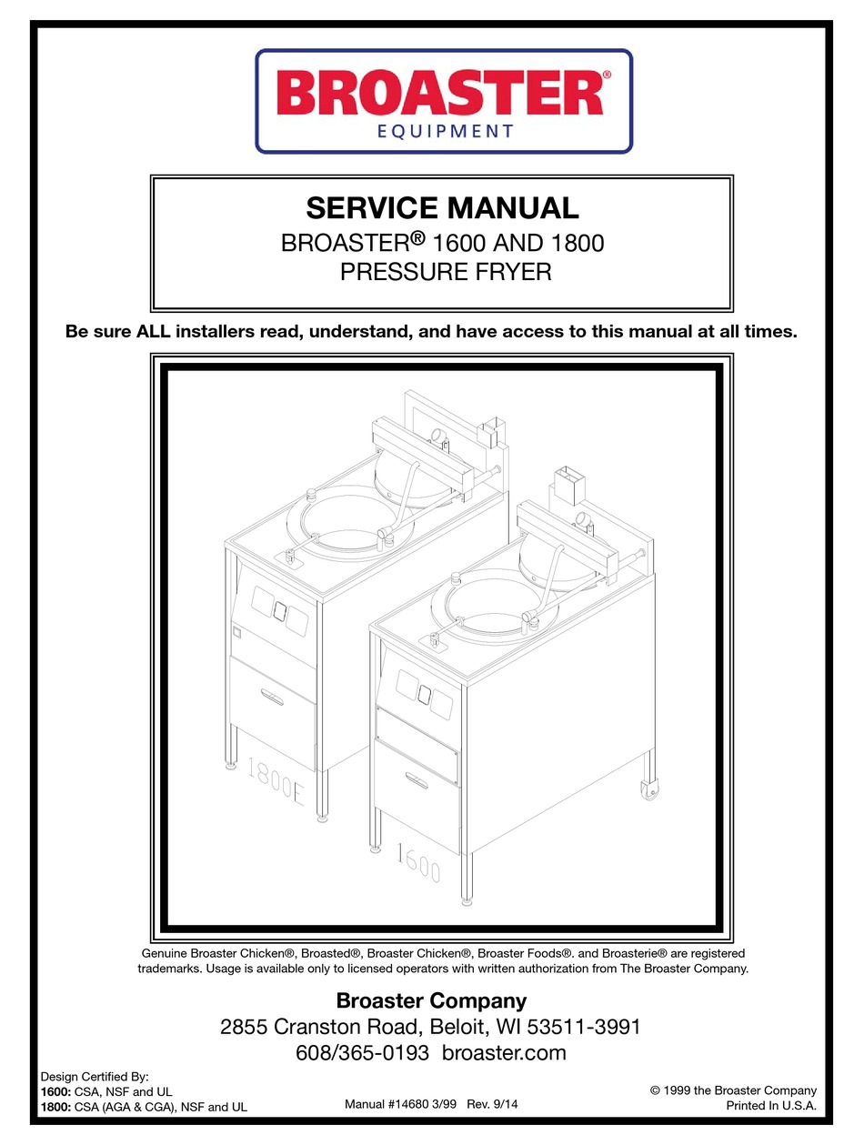 Broaster 85780 1800 Series Electric Pressure Fryer w/ Temp-N-Time  Controller, Built-In Filter