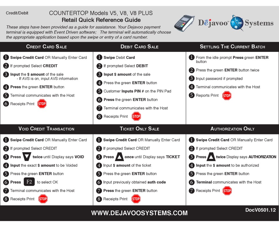 DEJAVOO V5 QUICK REFERENCE MANUAL Pdf Download ManualsLib