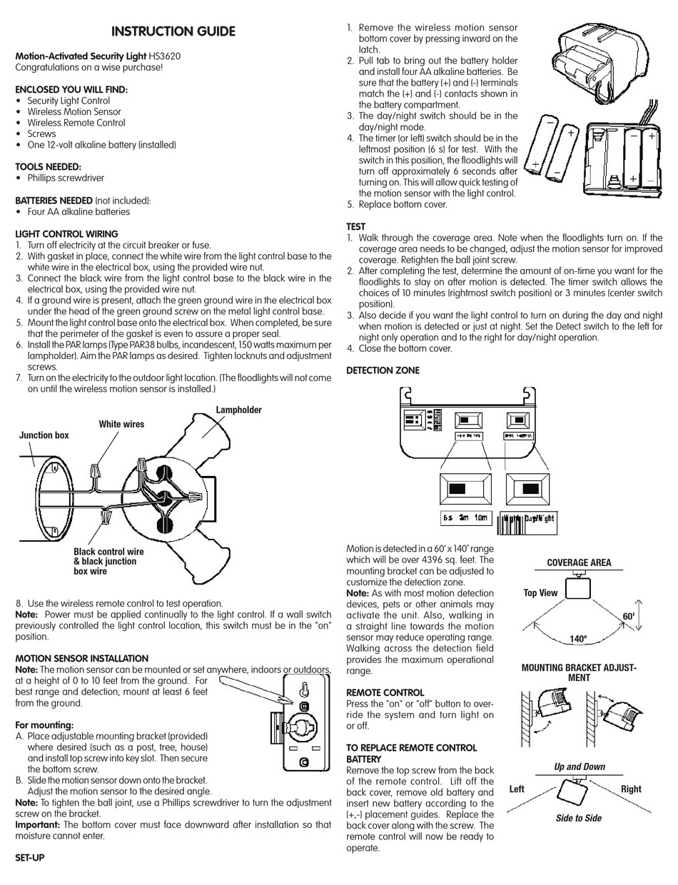 intelectron motion detector security light instructions
