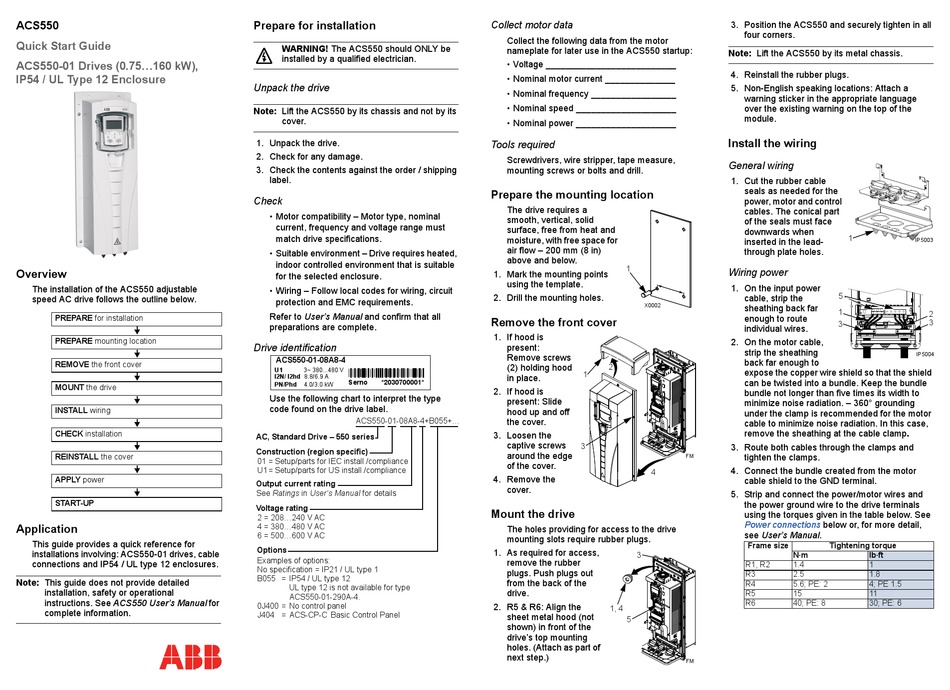 ABB ACS550 QUICK START MANUAL Pdf Download | ManualsLib