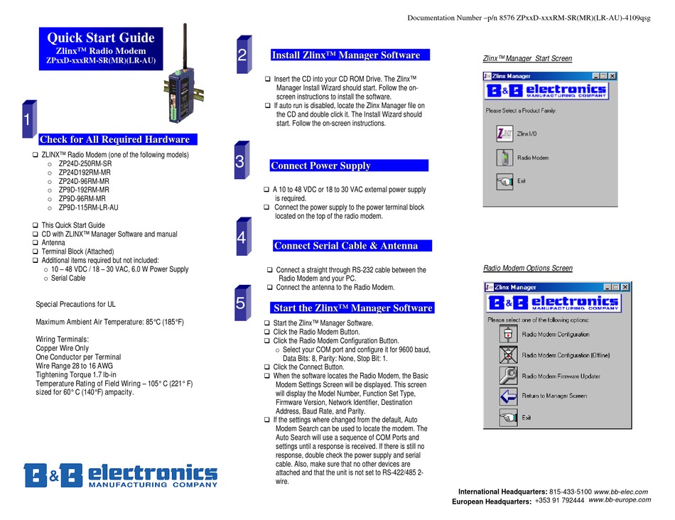 B&B ELECTRONICS ZLINX ZP24D-250RM-SR QUICK START MANUAL Pdf Download ...