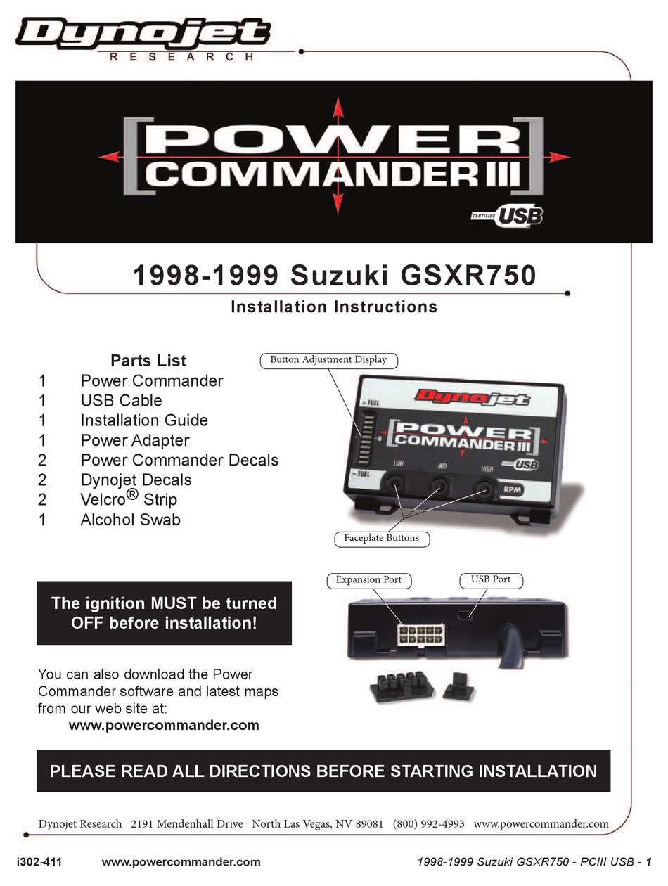 DYNOJET POWER COMMANDER III INSTALLATION INSTRUCTIONS Pdf Download