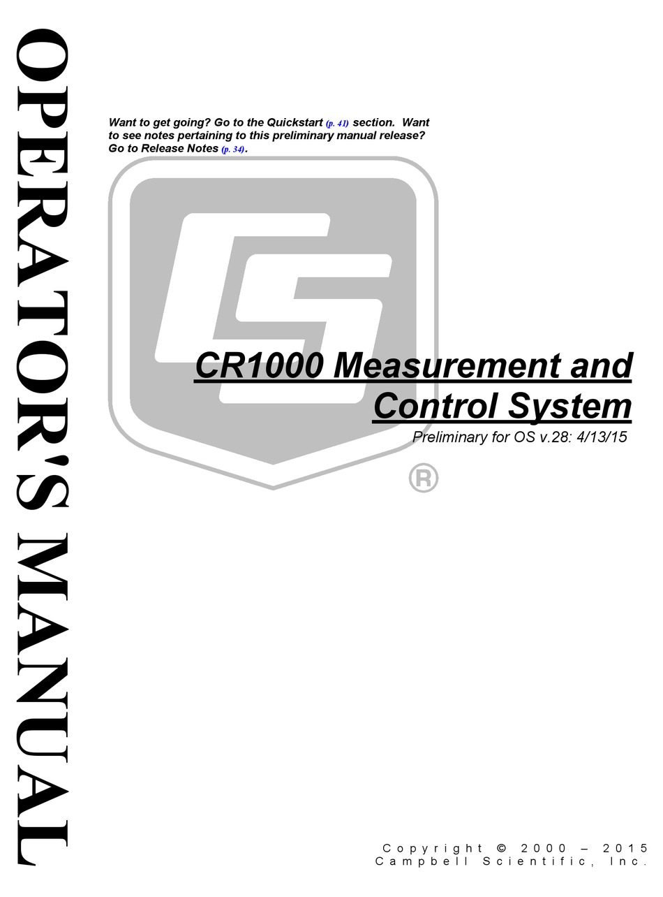 CAMPBELL CR1000 OPERATOR'S MANUAL Pdf Download | ManualsLib