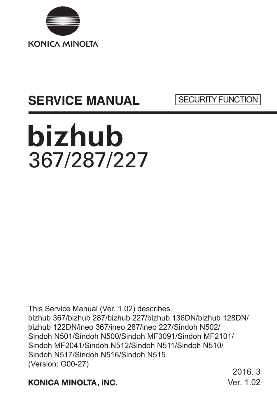 Konica Minolta Bizhub 287 Service Manual Pdf Download Manualslib