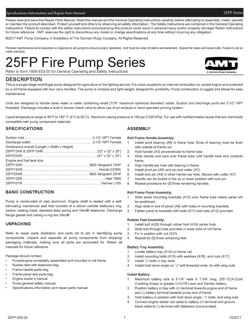 AMT 25FP13AR PARTS MANUAL Pdf Download ManualsLib