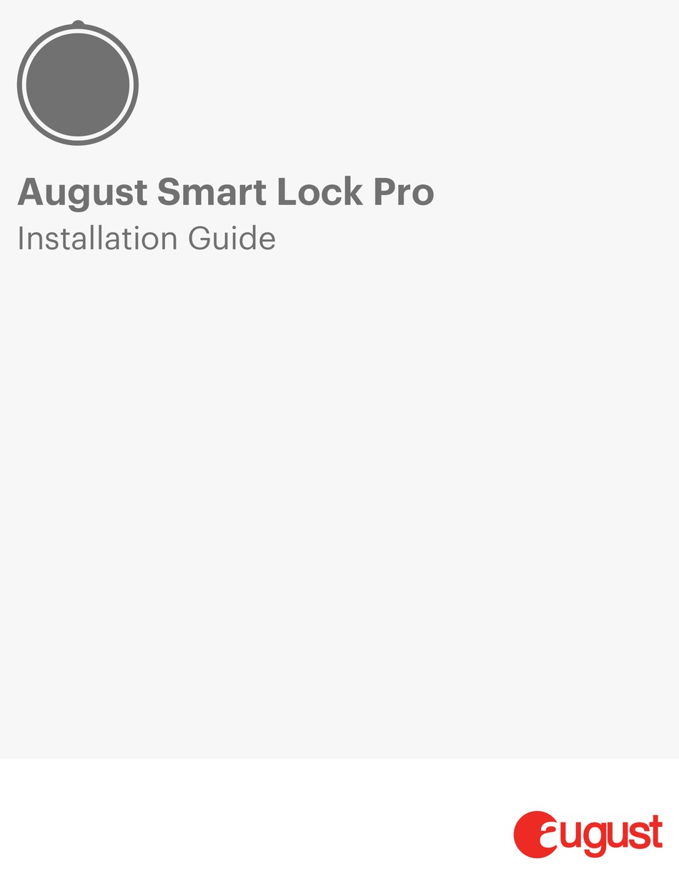 AUGUST SMART LOCK PRO INSTALLATION MANUAL Pdf Download ManualsLib