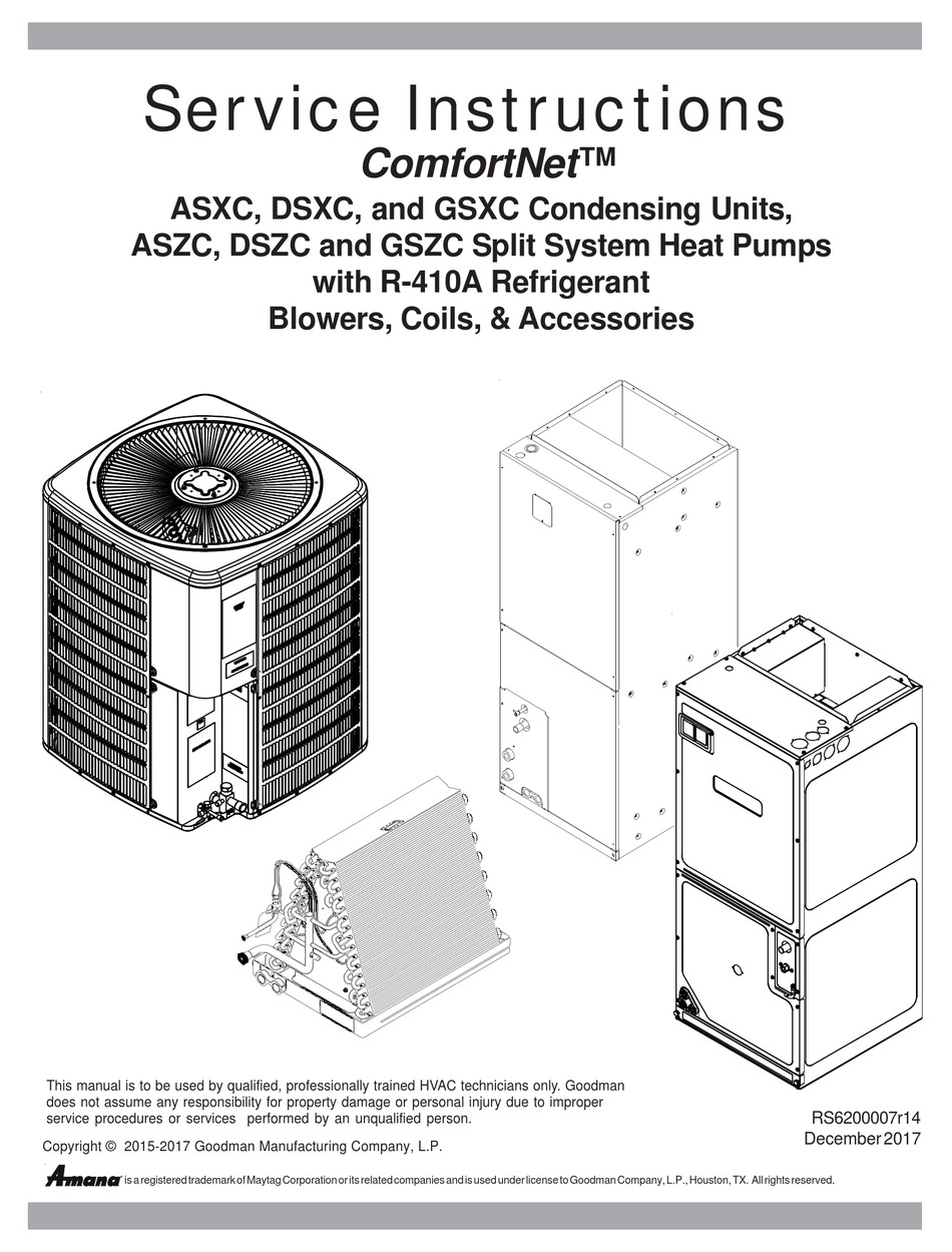 Goodman Fort Asxc160 1aa Series Service Instructions Manual Pdf Download Manualslib