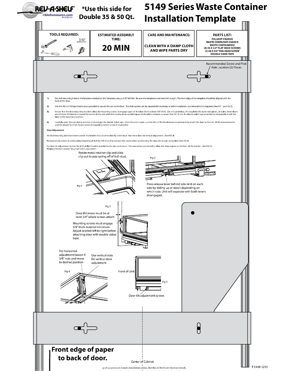 REVASHELF 5149 SERIES INSTALLATION TEMPLATE Pdf Download ManualsLib