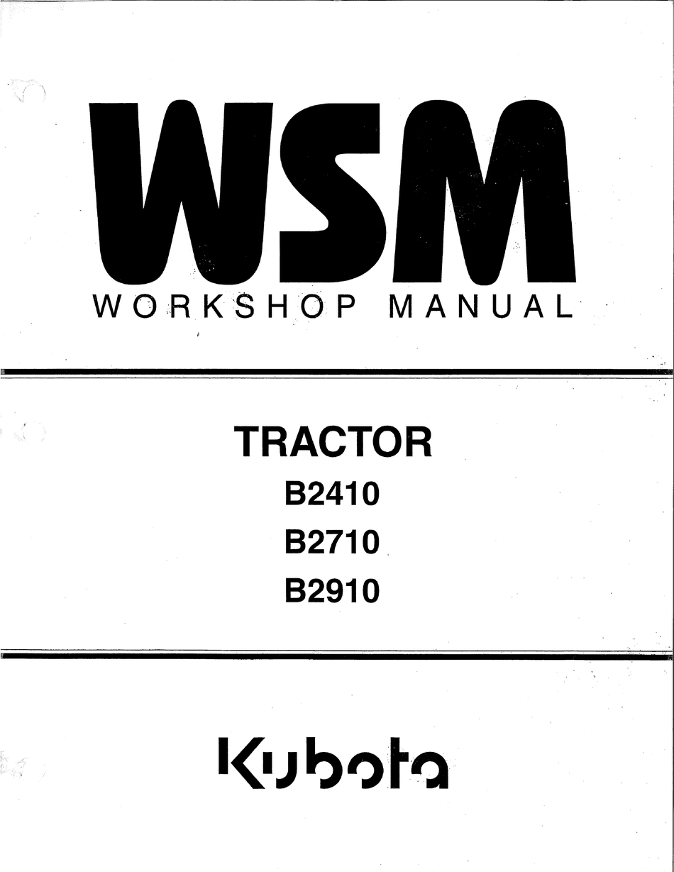 Kubota B1410 B1610 Workshop Manual Printed 