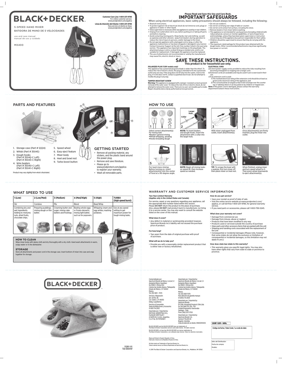 User manual Black & Decker Helix Performance Premium MX600 (English - 2  pages)