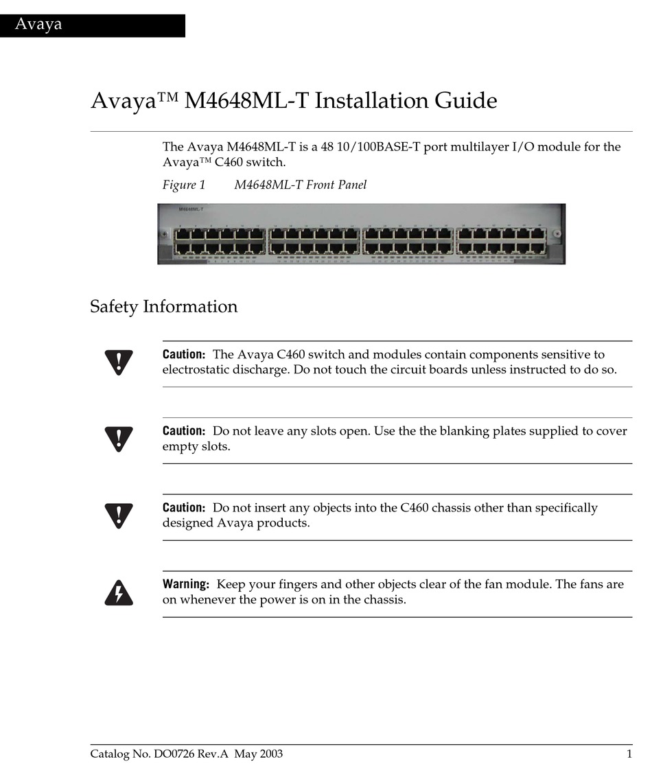 AVAYA M4648ML-T INSTALLATION MANUAL Pdf Download | ManualsLib