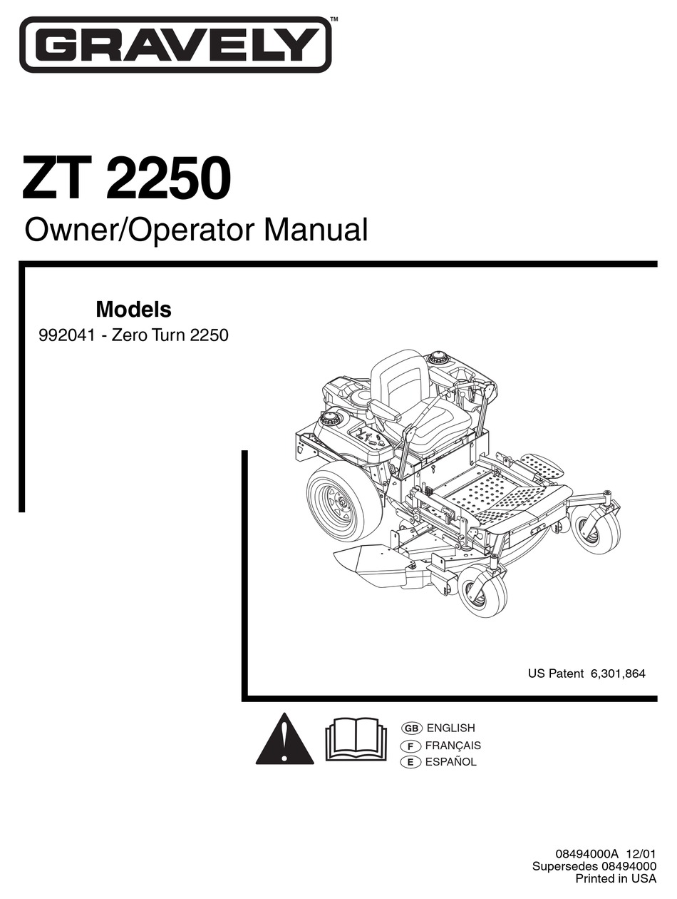 GRAVELY ZT 2250 OWNER S AND OPERATOR S MANUAL Pdf Download