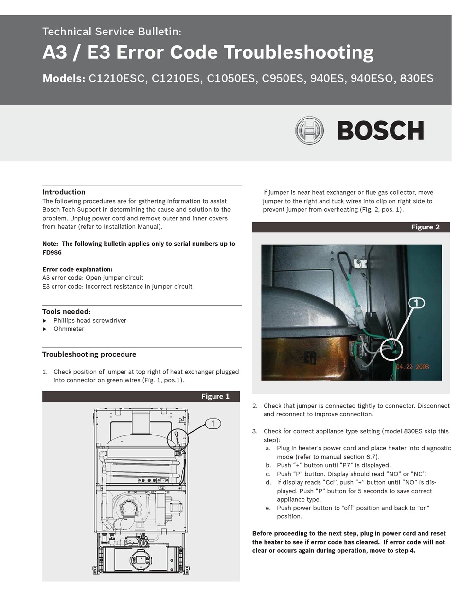 BOSCH C1210ESC TECHNICAL SERVICE BULLETIN Pdf Download ManualsLib