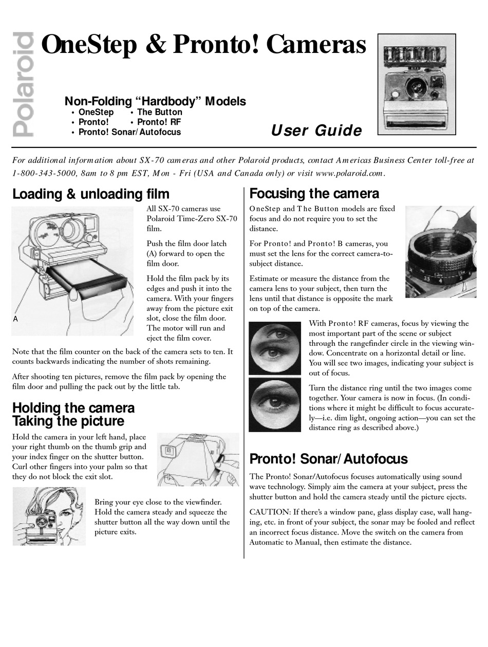POLAROID PRONTO! USER MANUAL Pdf Download | ManualsLib