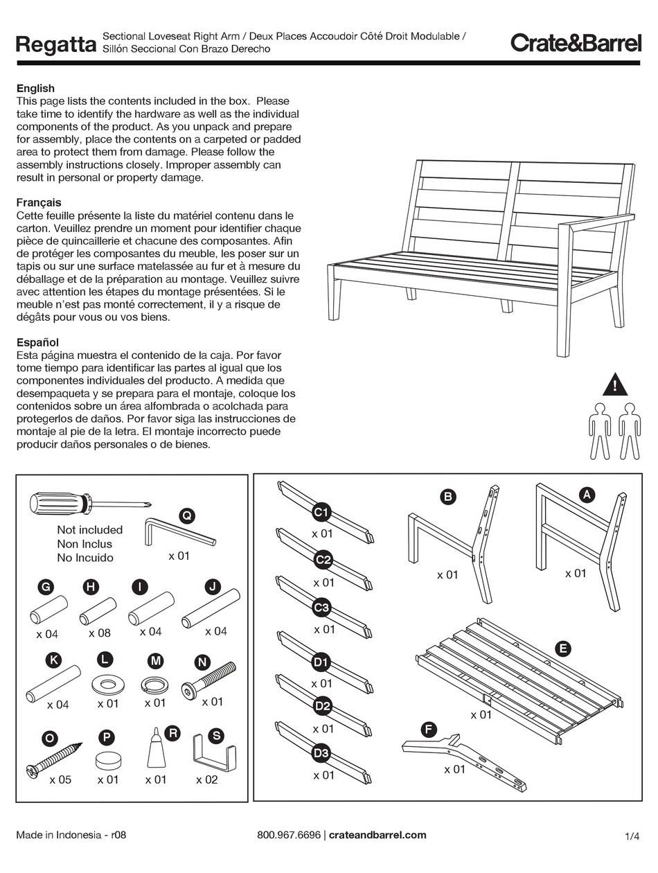 CRATE AND BARREL 450515 ASSEMBLY INSTRUCTIONS Pdf Download ManualsLib