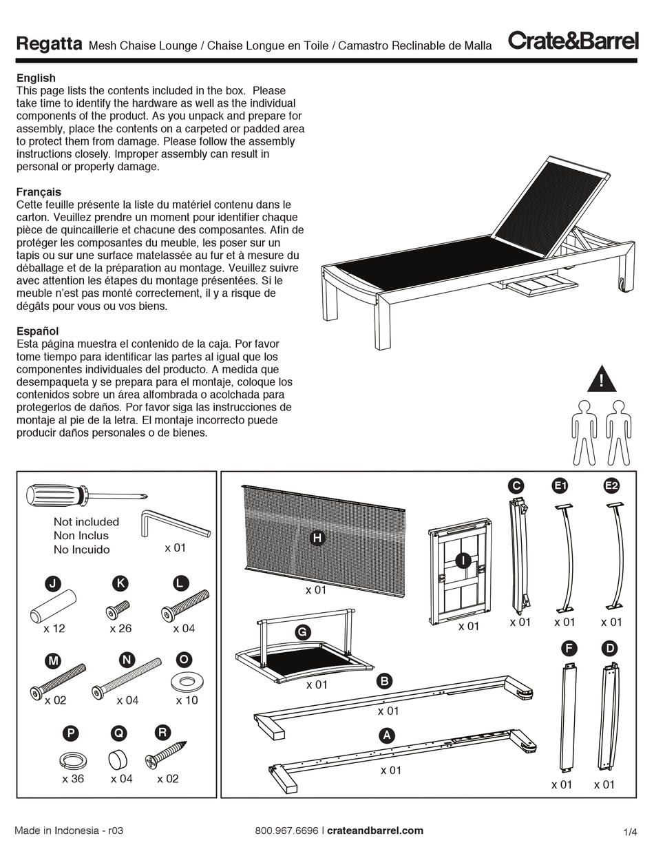 CRATE AND BARREL 596523 ASSEMBLY INSTRUCTIONS Pdf Download ManualsLib