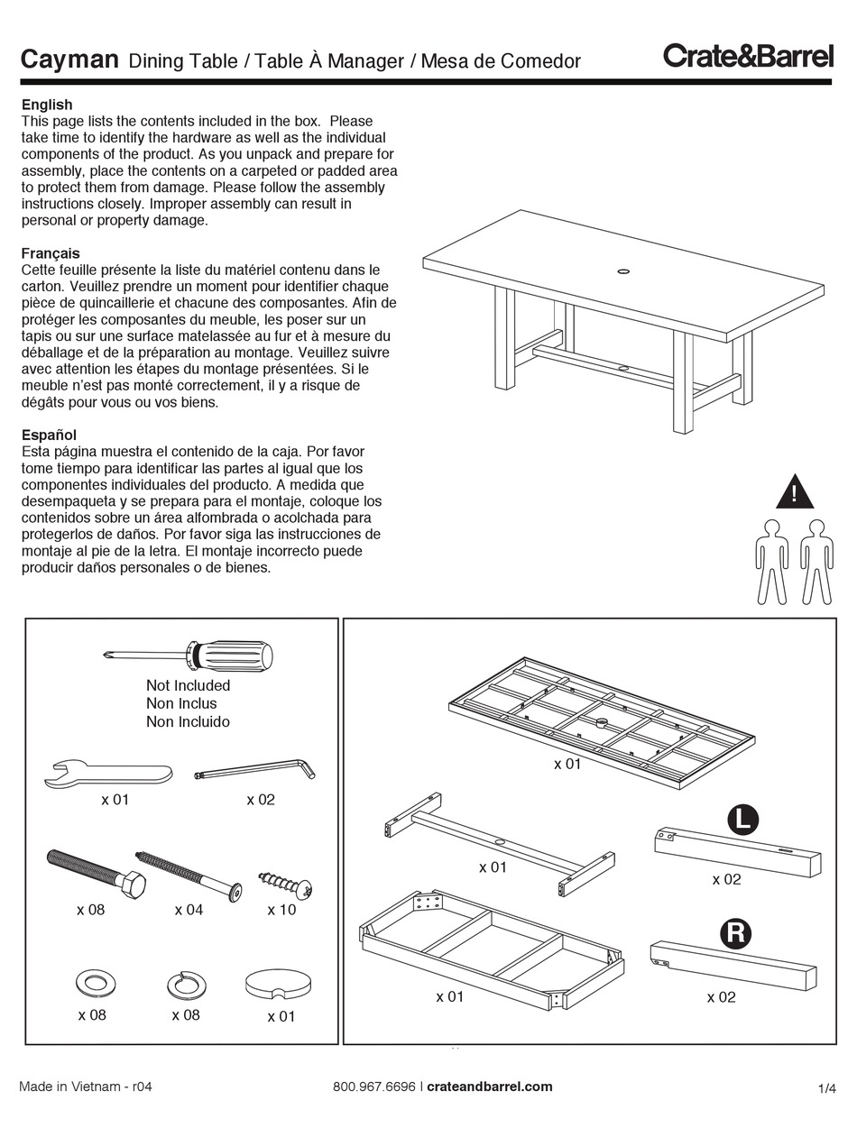 CRATE AND BARREL 459281 ASSEMBLY INSTRUCTIONS Pdf Download ManualsLib