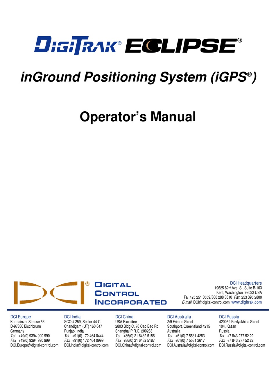 DIGITRAK ECLIPSE OPERATOR'S MANUAL Pdf Download ManualsLib