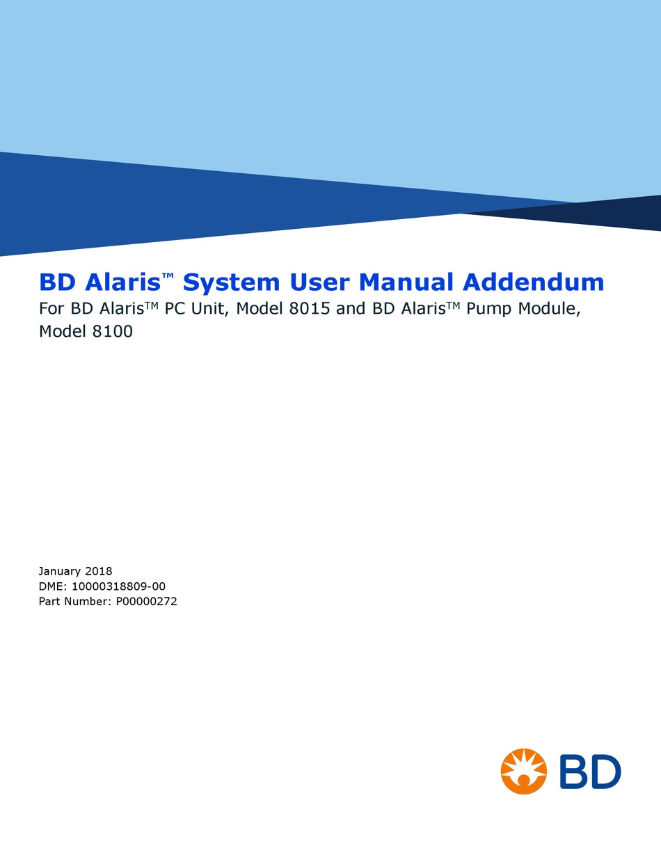 BD ALARIS 8100 USER MANUAL ADDENDUM Pdf Download ManualsLib