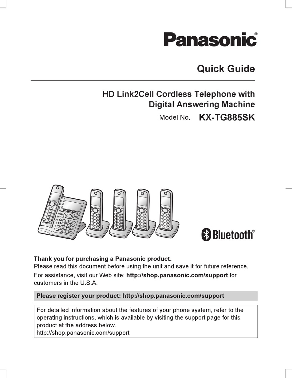 PANASONIC KX-TG885SK QUICK MANUAL Pdf Download | ManualsLib