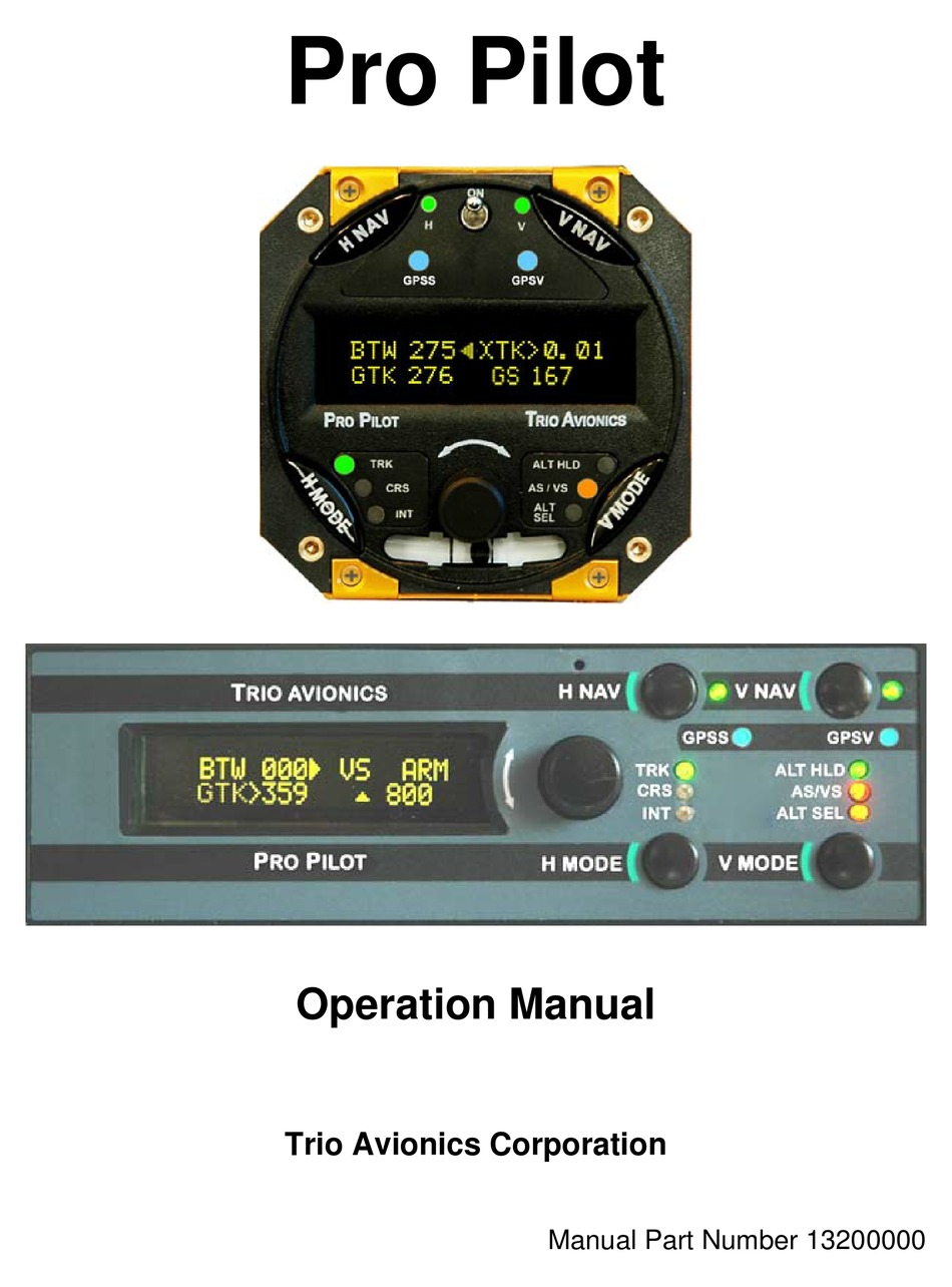 TRIO AVIONICS PRO PILOT OPERATION MANUALS Pdf Download ManualsLib