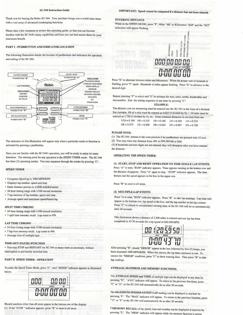 Manual de Cronómetro Robic SC-848W, PDF, Timer