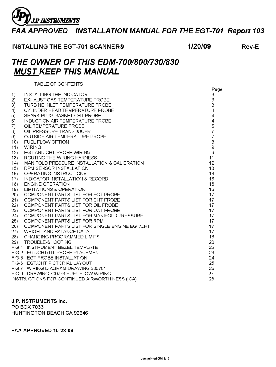 Jpi Egt 701 Installation Manual Pdf Download Manualslib
