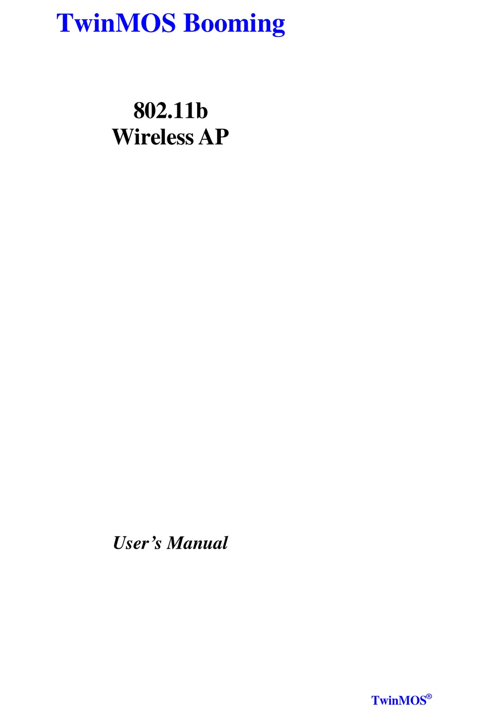 TWINMOS BOOMING B SERIES USER MANUAL Pdf Download | ManualsLib