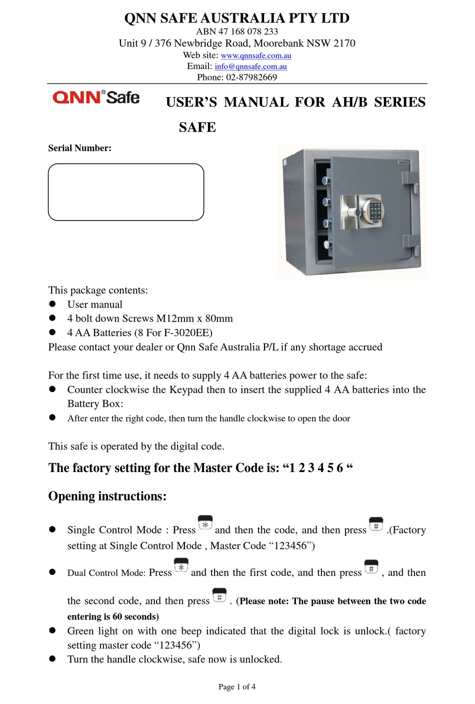 QNN SAFE AH/B SERIES USER MANUAL Pdf Download ManualsLib
