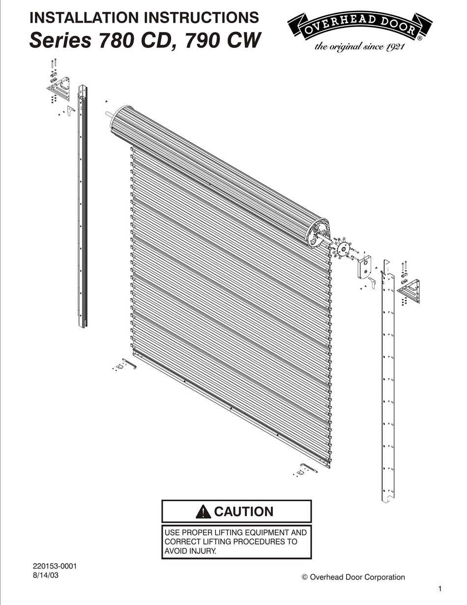 Overhead Door 780 Cd Series Installation Manual Pdf Download Manualslib