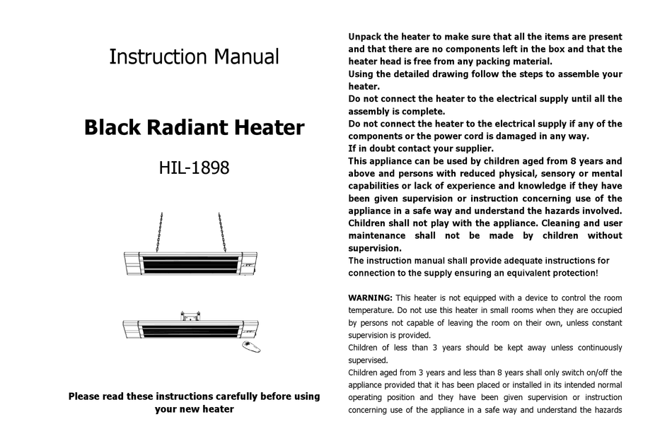 AZ PATIO HEATERS HIL1898 INSTRUCTION MANUAL Pdf Download ManualsLib