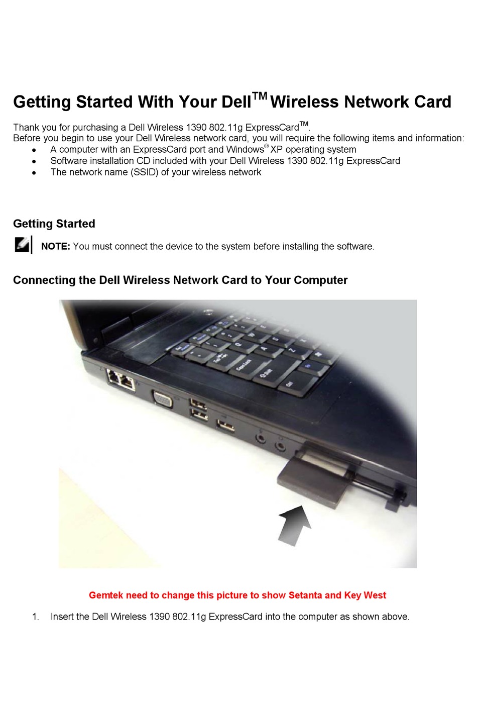 Dell Wireless 1390 Getting Started Pdf Download Manualslib