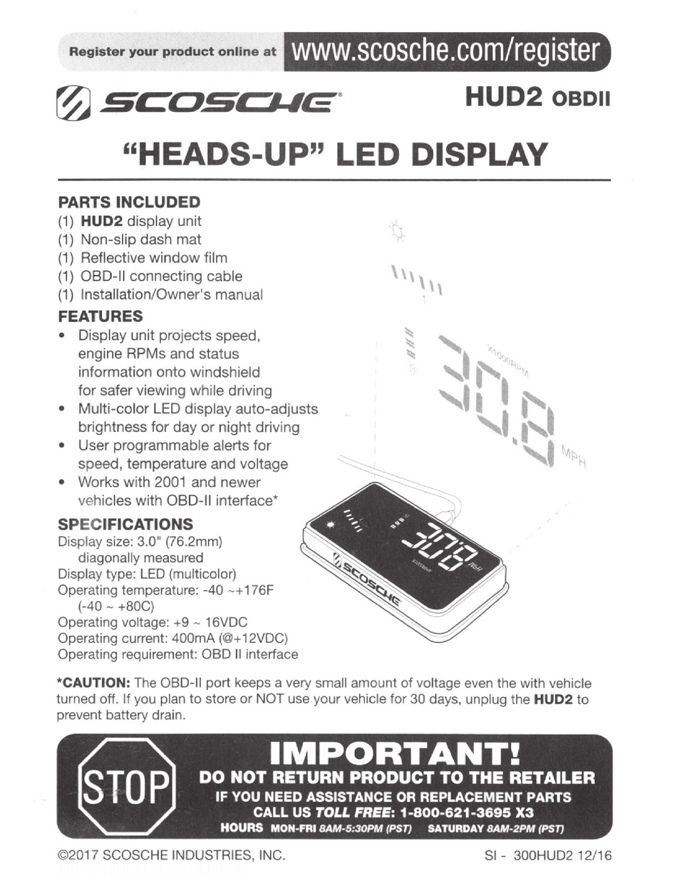 Scosche 142hud2 Manual Pdf Download Manualslib