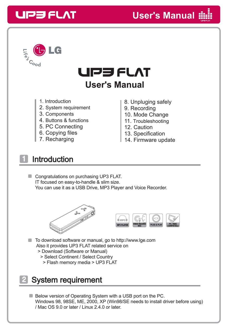 Lg Up3 Flat User Manual Pdf Download Manualslib