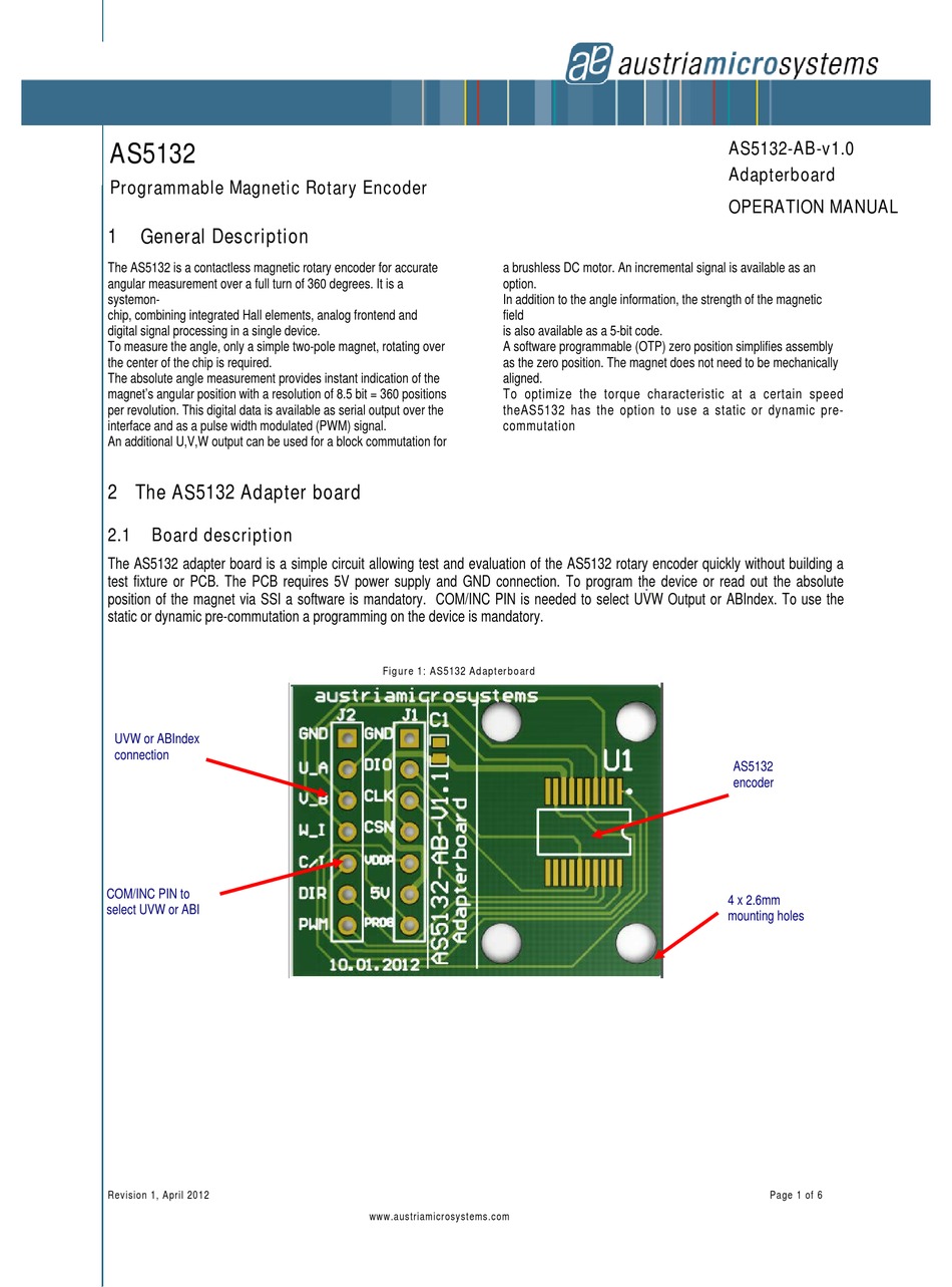 AUSTRIAMICROSYSTEMS AS5132 OPERATION MANUAL Pdf Download | ManualsLib