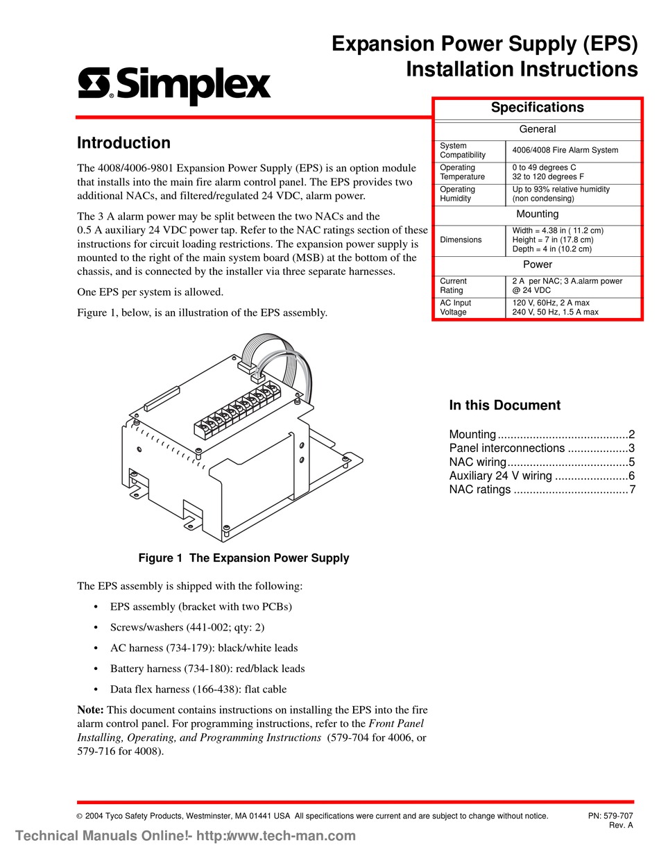 SIMPLEX 4008-9801 INSTALLATION INSTRUCTIONS MANUAL Pdf Download ...