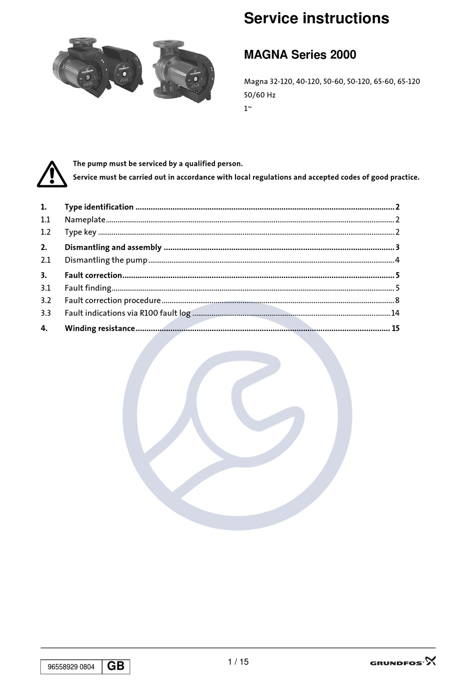 GRUNDFOS MAGNA 32120 SERVICE INSTRUCTIONS MANUAL Pdf Download ManualsLib