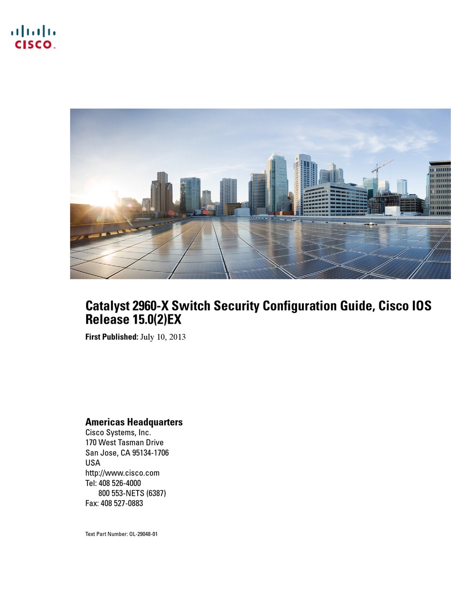 CISCO CATALYST 2960-X SECURITY CONFIGURATION MANUAL Pdf Download