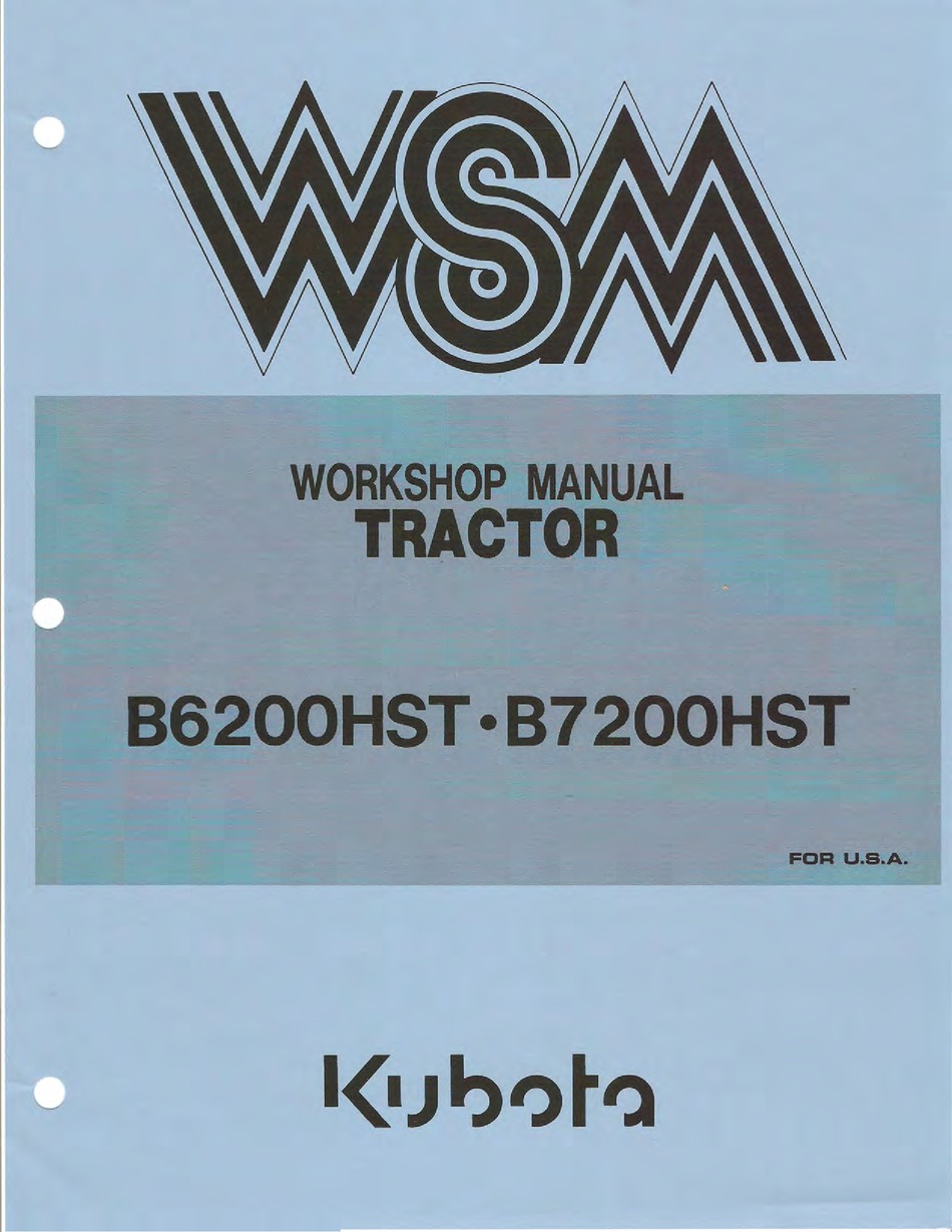 KUBOTA B5200 B6200 B7200 HST WORKSHOP MANUAL ON CD 