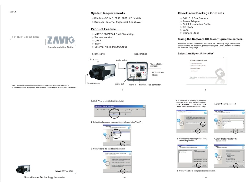 ZAVIO F611E QUICK INSTALLATION MANUAL Pdf Download ManualsLib
