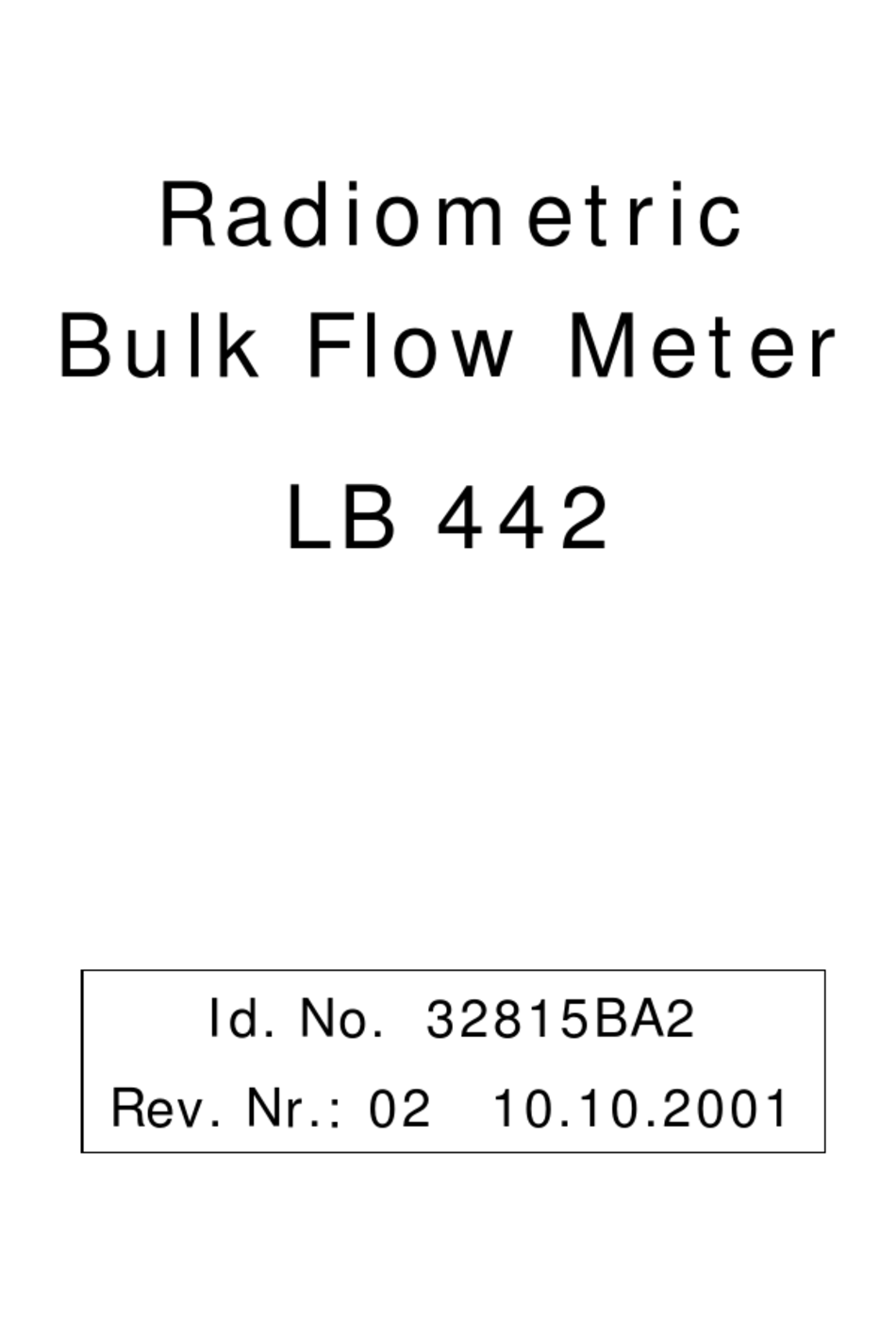BERTHOLD LB 442 OPERATING MANUAL Pdf Download ManualsLib